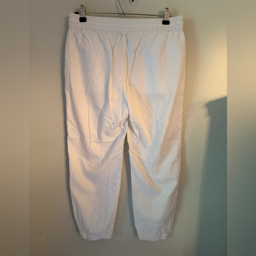 J.Crew White Pull-On Drawstring Linen Pants Size 6 - Picture 9 of 9